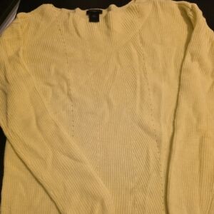 Ann Taylor All Yellow Crewneck Sweater Fine Knit